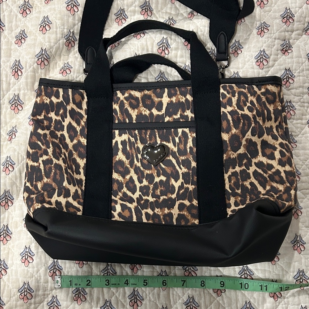 Luv Betsy Betsy Johnson Chic Leopard Print Tote with Black Straps